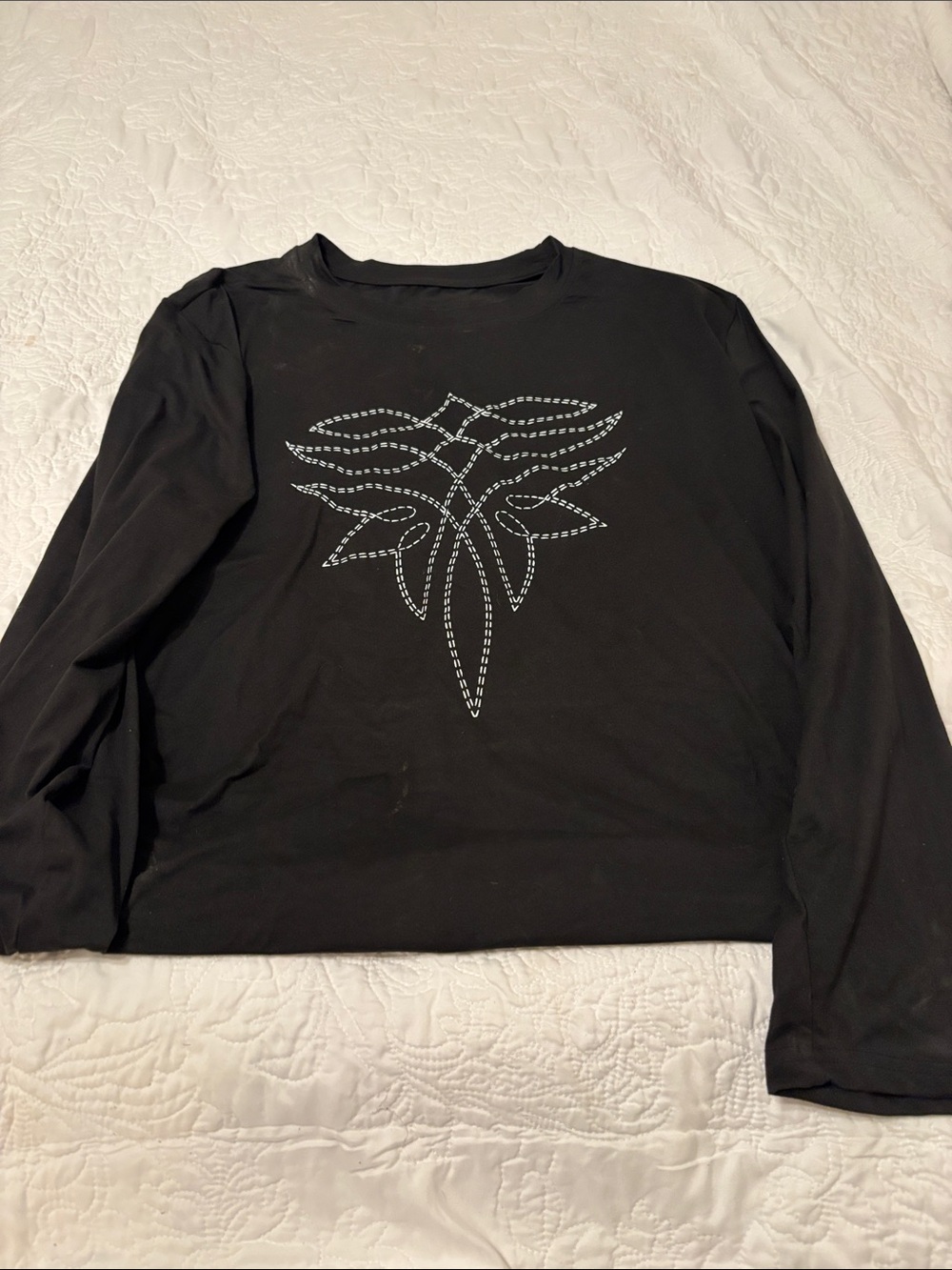 Black Long Sleeve Tee with white boot stitch